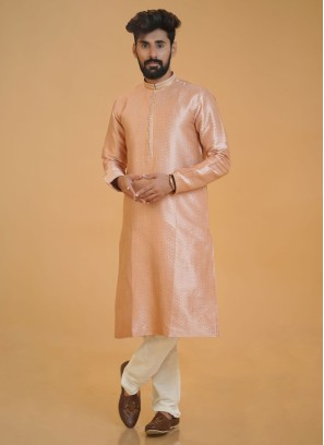 Wedding Wear Onion Pink Silk Kurta Pajama