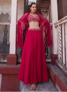 Wedding Wear Rani Pink Lehenga Choli With Choker Style Dupatta