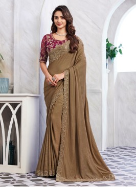 Wedding Wear Shimmer Silk Saree With Embroidery Work