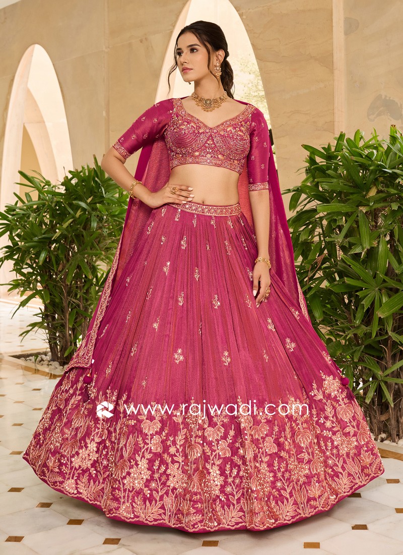 Rani Pink Lehenga Choli For Women | Embroidered Designer Fancy Party Wear Lehenga Choli | Indian Wedding Lehenga | on sale Bridesmaid lehenga Choli