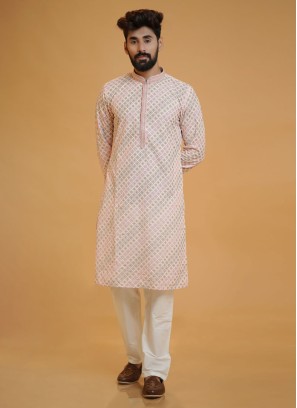 Wedding Wear Silk Pink Kurta Pajama