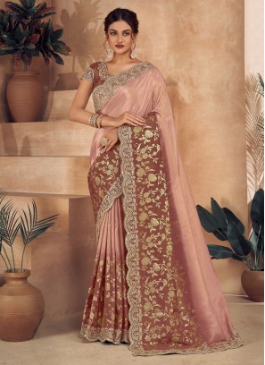 Wedding Wear Silk Two Tone Color Saree