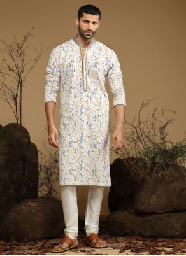 Wedding Wear Thread Embroidered Silk Kurta Pajama