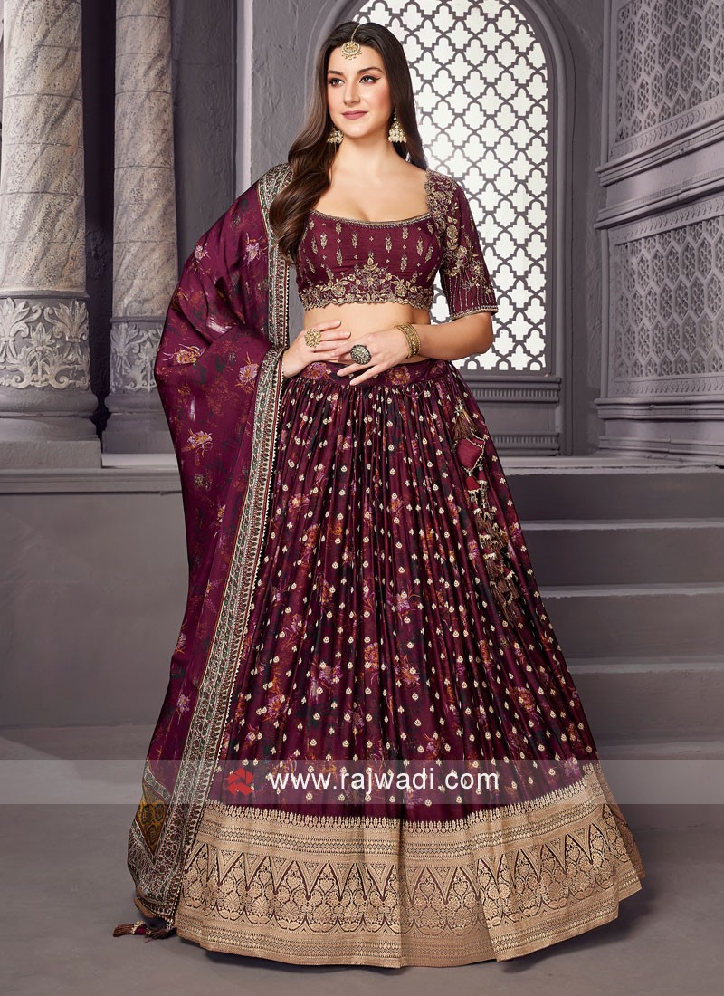 Wine Color Wedding Lehenga Choli in Net With Sequence Embroidery Work in  USA, UK, Malaysia, South Africa, Dubai, Singapore