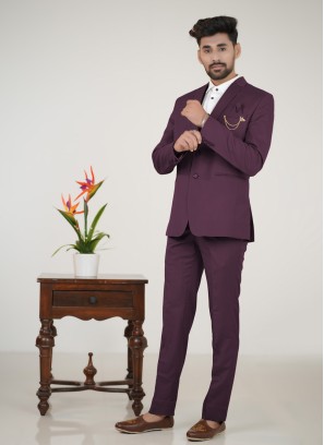 Wine Imported Fabric Suit For Men