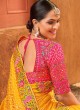 Yellow Kachhi Embroidered Silk Wedding Saree