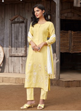 Yellow Color Pant Style Salwar Suit