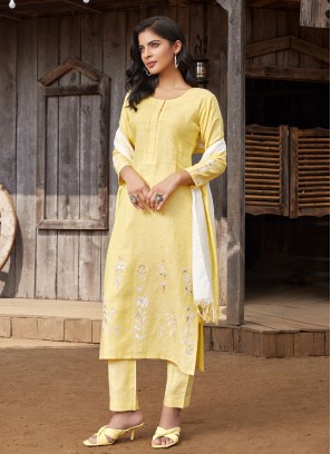 Yellow Color Pant Style Salwar Suit