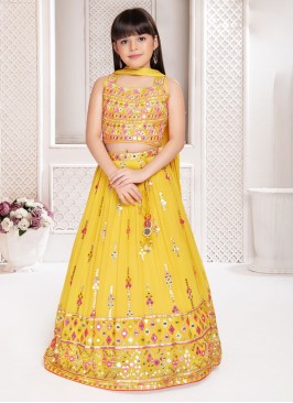 Yellow Colored Lehenga Set With Embroidery Work