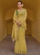 Light Olive Embroidered Wedding Wear Saree