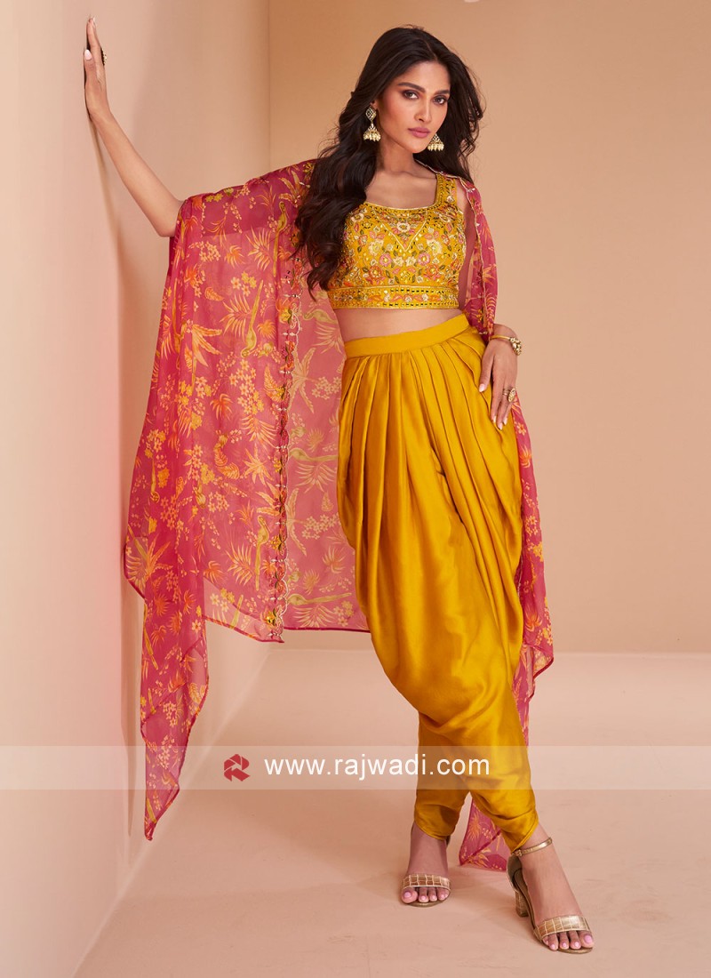 Satin Festive Occasion Yellow Printed Dhoti Suit | Fashion, Suits for  women, Trendy dresses