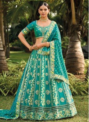 Sea Green Designer Silk Lehenga Choli With Dupatta