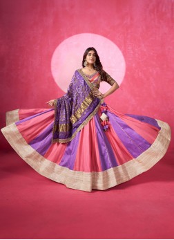 Pink And Lavender Cotton SIlk Chaniya Choli
