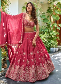 Beautiful Crimson Embroidered Lehenga Choli For We