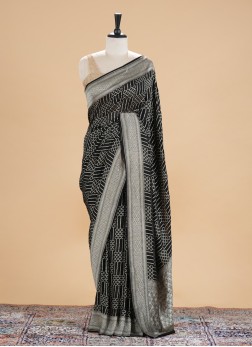 Black Woven Khadi Chiffon Saree