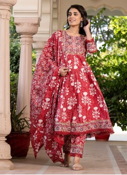 Designer Light Maroon Batik Printed Kurti Set