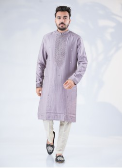 Elegant Purple Colored Embroidered Kurta Pajama