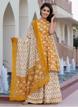 Festive Wear Printed Gharara Kurti Set