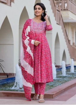 Festive Wear Printed Pink Kurti Set