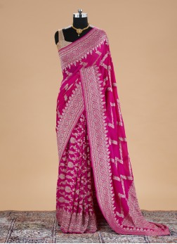 Rani Woven Khadi Chiffon Saree