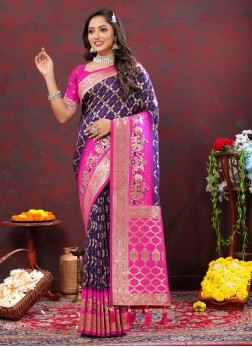 Festive Wear Silk Designer Saree With Contrast Blo