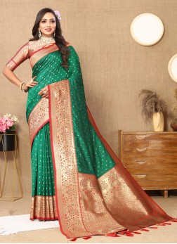 Gorgeous Sea Green Silk Festive Wear Saree