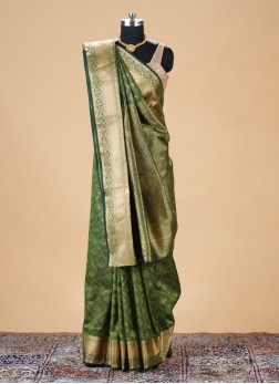 Green Woven Banarasi Silk Saree