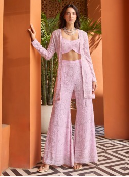 Pink Color Indowestern Palazzo Set With Jacket