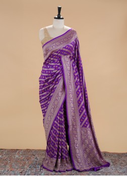 Purple Woven Khadi Silk Saree