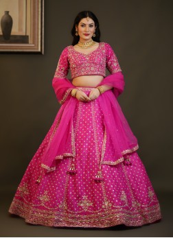 Rani Raw Silk Bridal Lehenga Choli With Net Dupatt