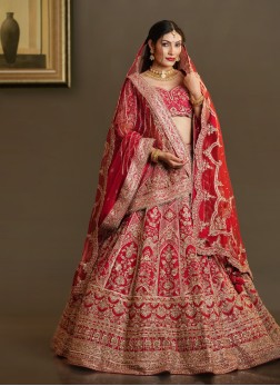 Wedding Wear Hand Embroidered Bridal Lehenga With 