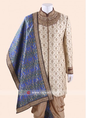 Royal Blue Brocade Silk Dupatta