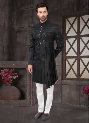 Nawabi Style Indo-Western In Black Color