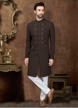 Dark Brown Mens Indo-Western