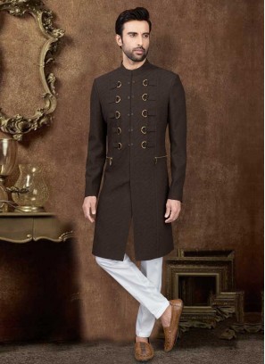 Dark Brown Mens Indo-Western