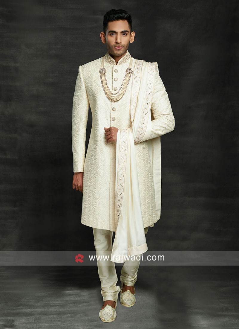 Thread Work Sherwani For Dulha