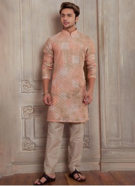 Designer Peach Kurta Pajama