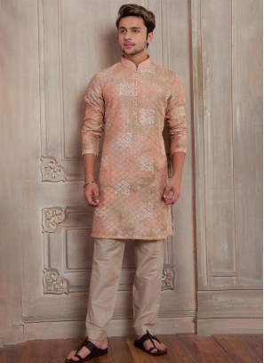 Designer Peach Kurta Pajama