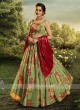 Organza Flower Printed Lehenga Choli In Green