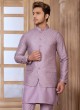 Lavender Thread Embroidered Wedding Nehru Jacket Set