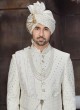 Designer Lucknowi Work White Sherwani