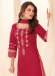 Shagufta Cotton Salwar Kameez In Red Color