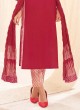 Shagufta Cotton Salwar Kameez In Red Color