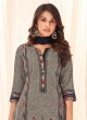 Shagufta Cotton Pant Style Suit In Grey And Black