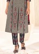 Shagufta Cotton Pant Style Suit In Grey And Black