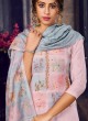 Muslin Silk Light Pink Printed Dress Material