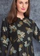 Floral Printed Dark Grey Kurti