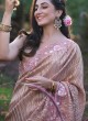 Designer Half And Half Saree In Peach Color