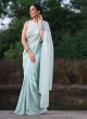 Chiffon Silk Designer Saree In Aqua Green Color