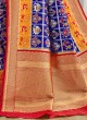 Red And Blue Color Banarasi Patola Saree